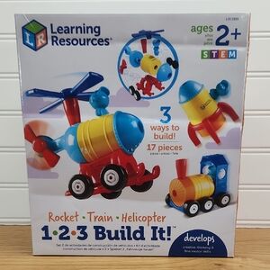 Learning Resources 1-2-3 Build It! Rocket, Train, Helicopter Toy